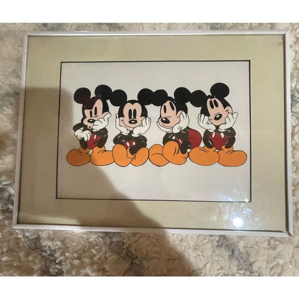 Vintage 1996 Walt Disney Lithograph Mickey Mouse 4 Character Emotions